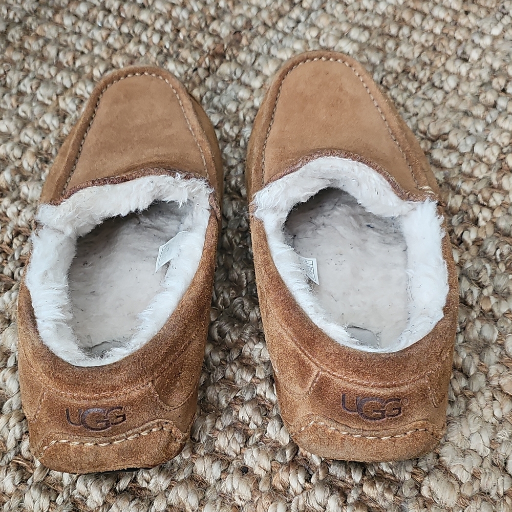 UGG Chestnut Suede Shearling Moccasin Slippers